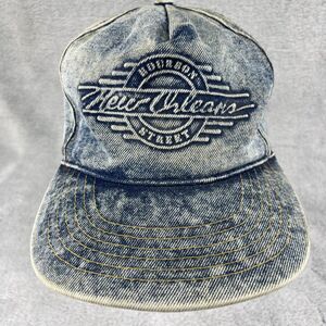 Bourbon Street New Orleans Baseball Hat Cap Acid Denim Snapback Embossed